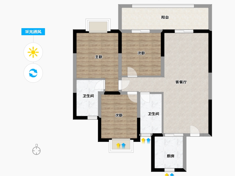 江苏省-苏州市-铂珺庭-90.00-户型库-采光通风