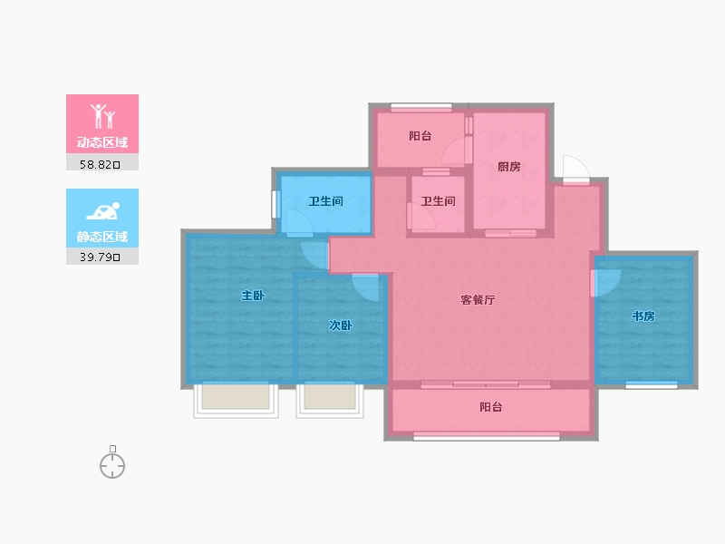 四川省-成都市-蜀道翰文府-87.98-户型库-动静分区