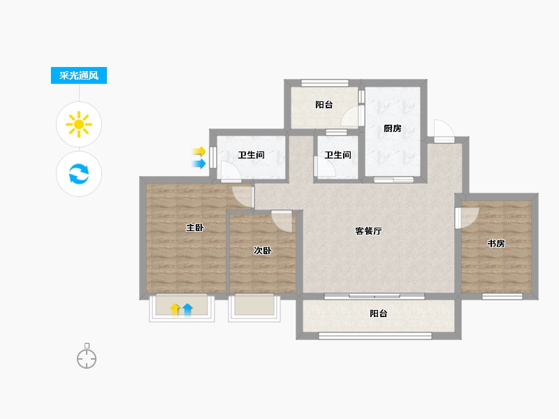 四川省-成都市-蜀道翰文府-87.98-户型库-采光通风