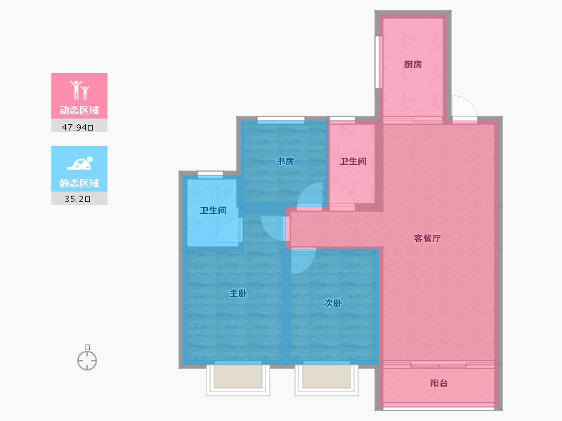 陕西省-榆林市-东城芳院-74.11-户型库-动静分区