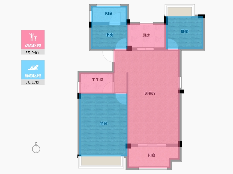 浙江省-杭州市-颐和山庄-84.80-户型库-动静分区