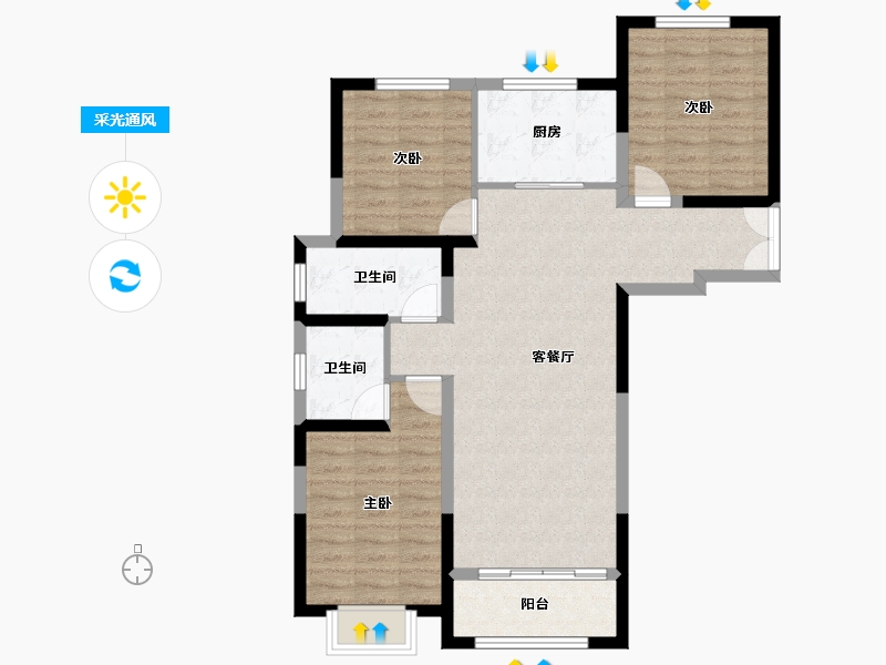 陕西省-榆林市-万民新天地-87.87-户型库-采光通风