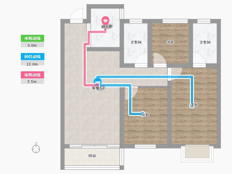 陕西省-榆林市-东城芳院-69.14-户型库-动静线