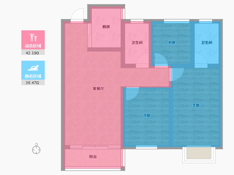 陕西省-榆林市-东城芳院-69.14-户型库-动静分区