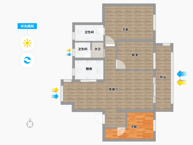 湖北省-宜昌市-保利罗兰香谷-99.69-户型库-采光通风