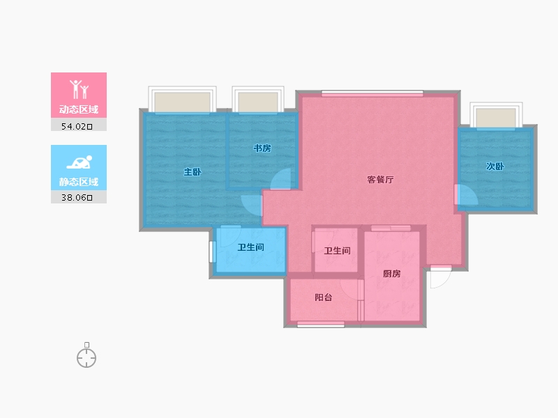 四川省-成都市-蜀道翰文府-82.30-户型库-动静分区