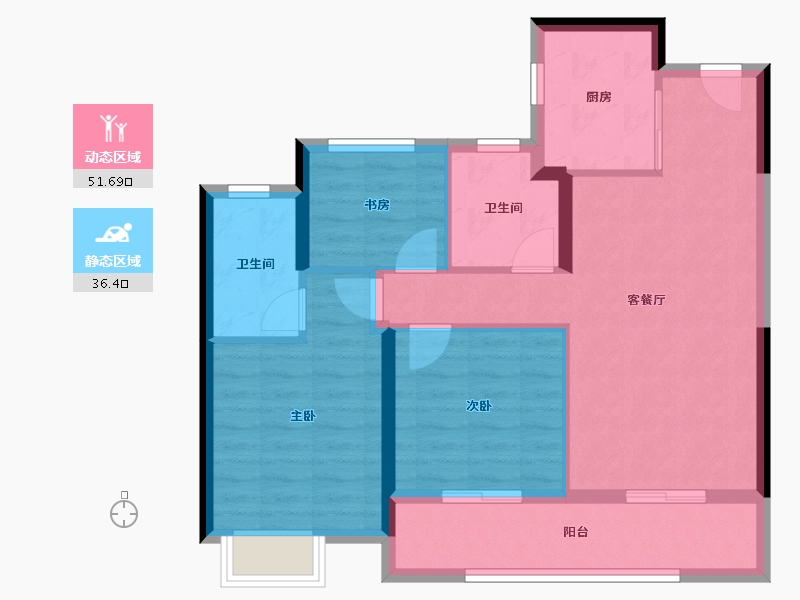 浙江省-杭州市-绿城桂语新月-78.67-户型库-动静分区