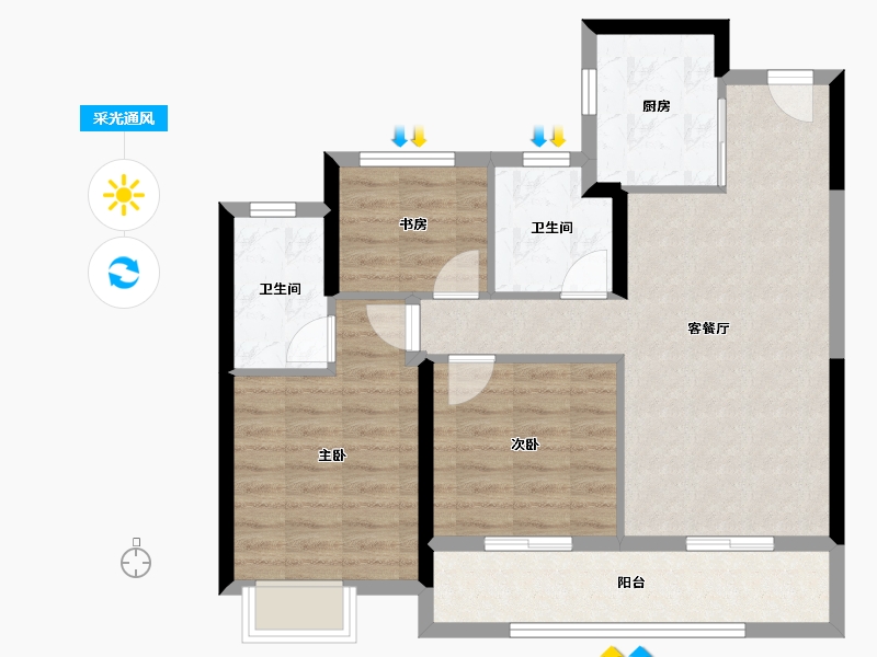 浙江省-杭州市-绿城桂语新月-78.67-户型库-采光通风