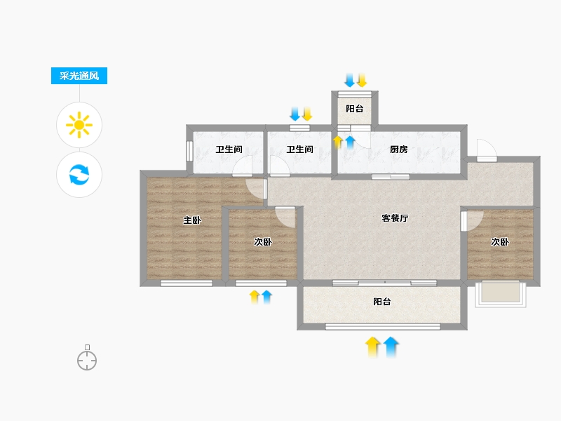 四川省-成都市-蜀道翰文府-89.55-户型库-采光通风