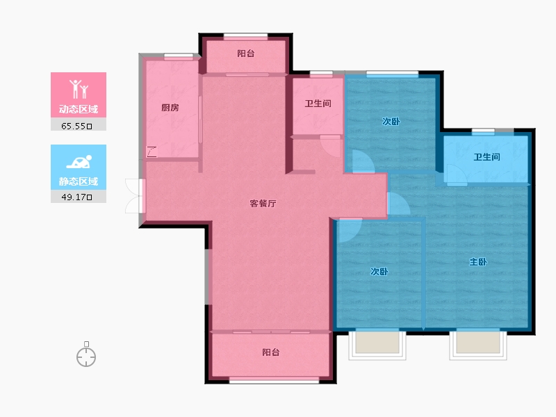 陕西省-西安市-观澜锦上苑-104.00-户型库-动静分区