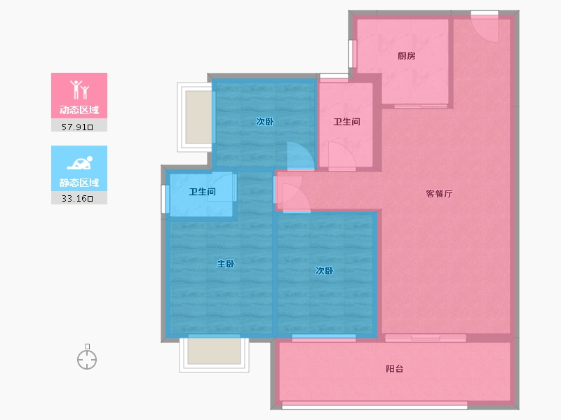 贵州省-遵义市-遵义学堂郡四季花园-104.06-户型库-动静分区