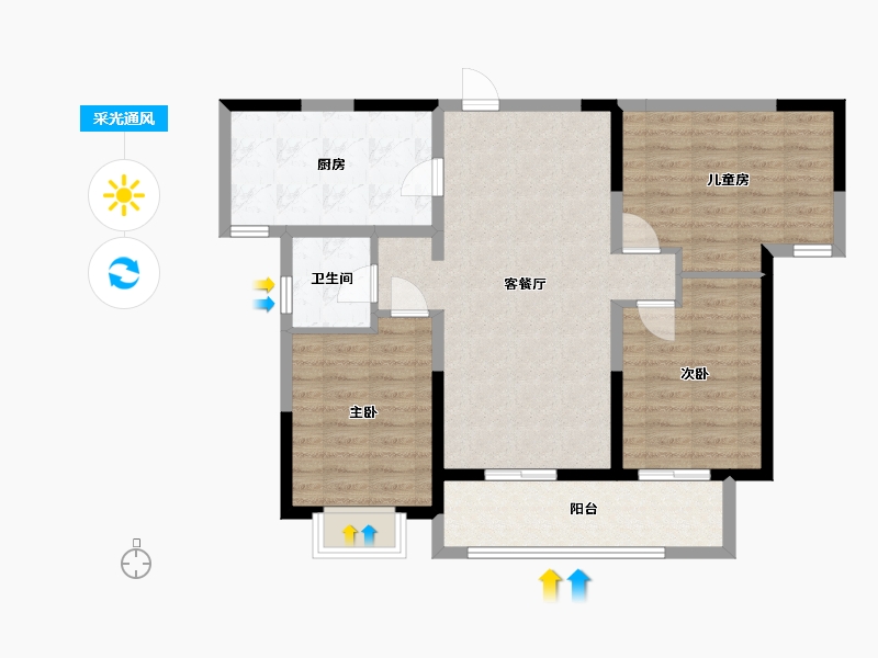 河南省-洛阳市-开元壹号五期芸台-89.00-户型库-采光通风