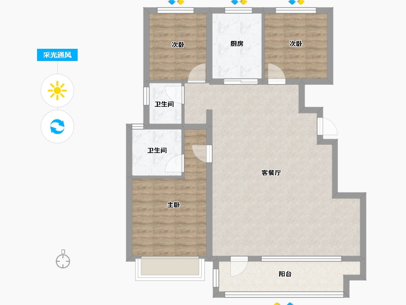 河北省-廊坊市-金融街·融府-94.80-户型库-采光通风