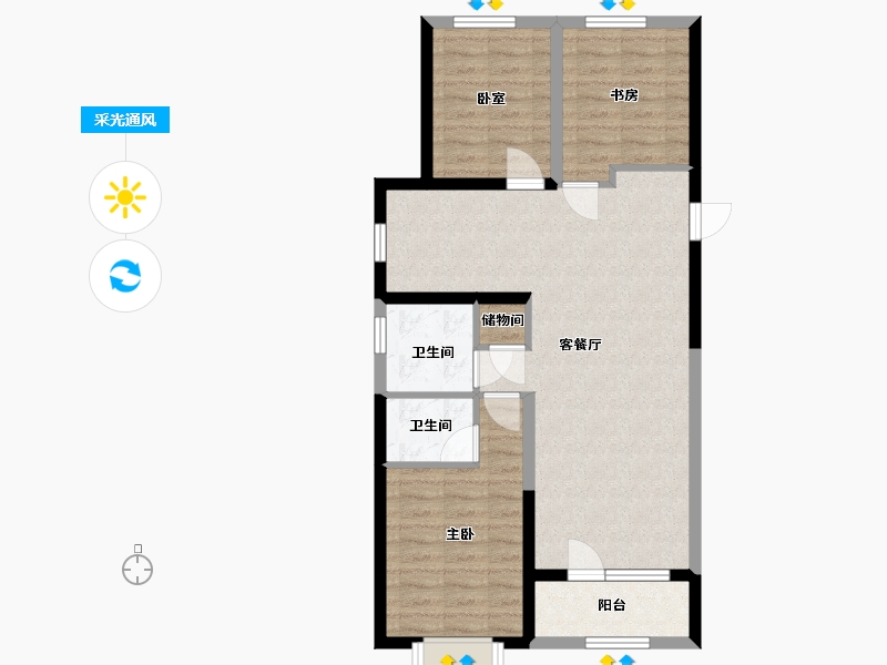 山西省-太原市-万科如园-90.00-户型库-采光通风