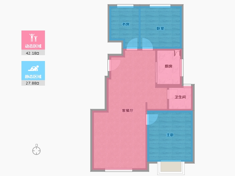 内蒙古自治区-赤峰市-中天悦府沁园-62.29-户型库-动静分区