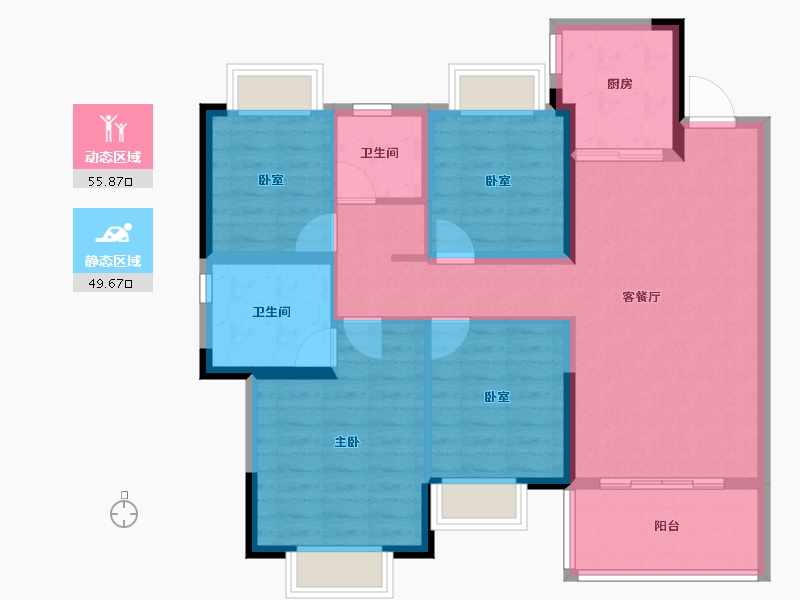 云南省-昆明市-保利阳光城翡丽公园Ⅲ期-94.40-户型库-动静分区