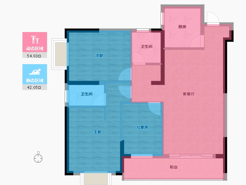 贵州省-六盘水市-星筑•中央公园-86.47-户型库-动静分区