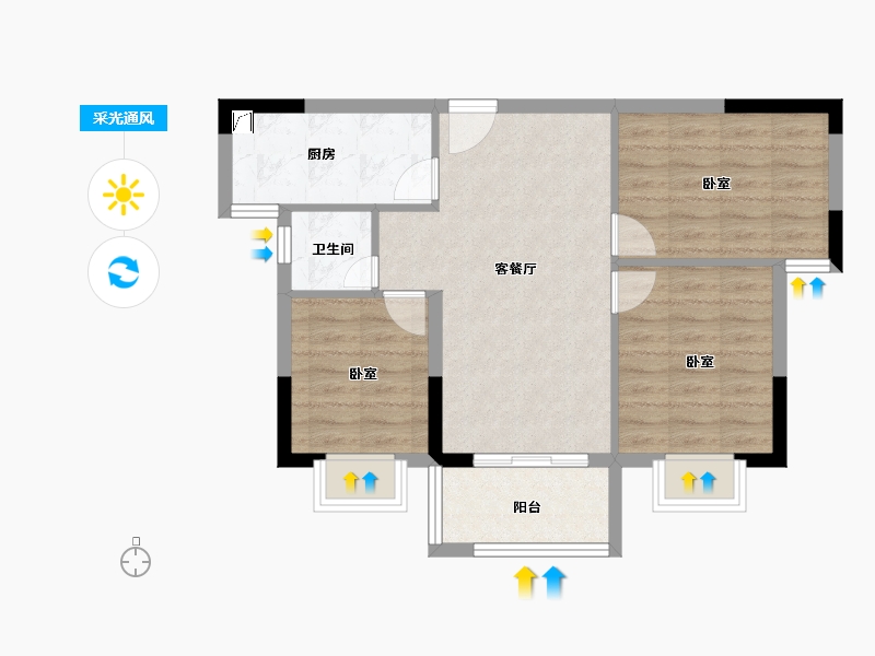 江西省-赣州市-海玥·天境-66.49-户型库-采光通风