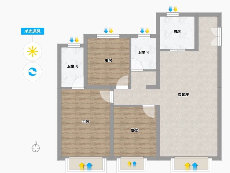 新疆维吾尔自治区-乌鲁木齐市-东方今典·御府-77.15-户型库-采光通风