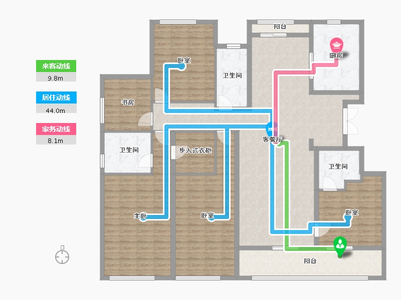 浙江省-杭州市-和家园玺园-186.24-户型库-动静线