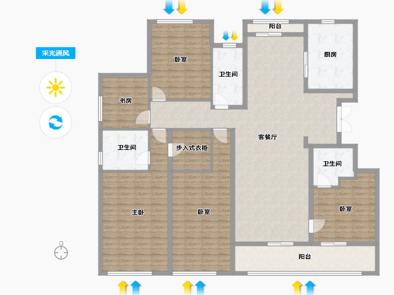 浙江省-杭州市-和家园玺园-186.24-户型库-采光通风