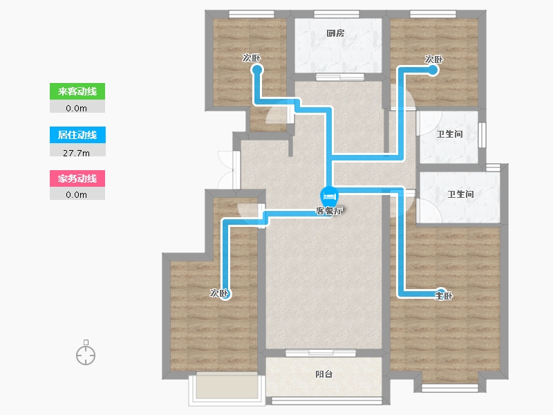 陕西省-榆林市-汇兴花园-95.70-户型库-动静线