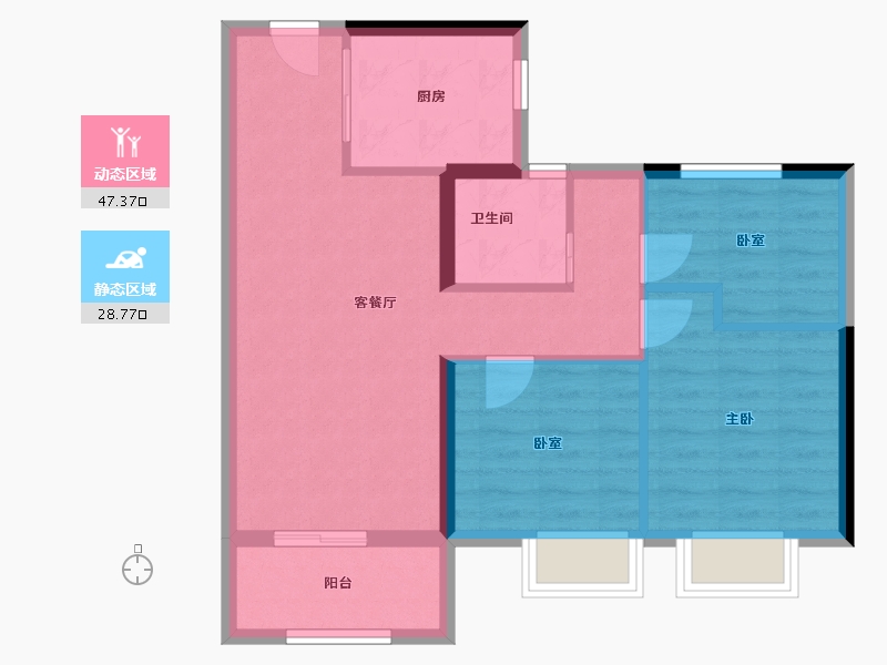 浙江省-丽水市-碧桂园·黄金时代-64.95-户型库-动静分区