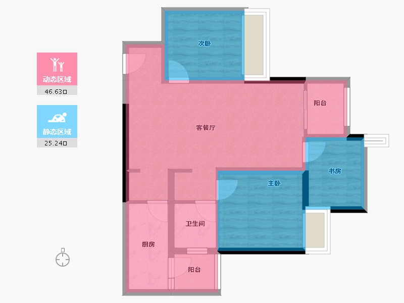 重庆-重庆市-金地自在城-62.95-户型库-动静分区