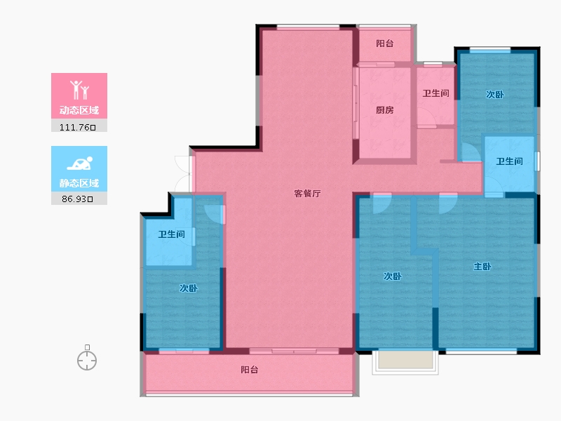 陕西省-榆林市-龙港世纪城-180.38-户型库-动静分区