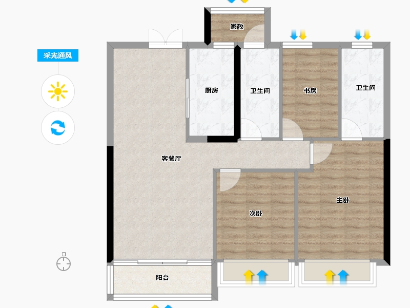 浙江省-杭州市-新世界·城市艺术中心-92.80-户型库-采光通风