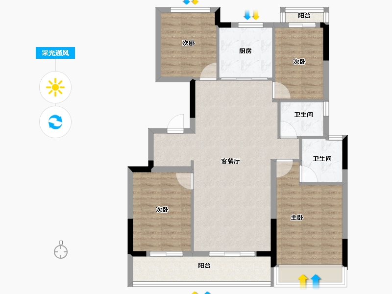 浙江省-杭州市-春宸上府-99.43-户型库-采光通风