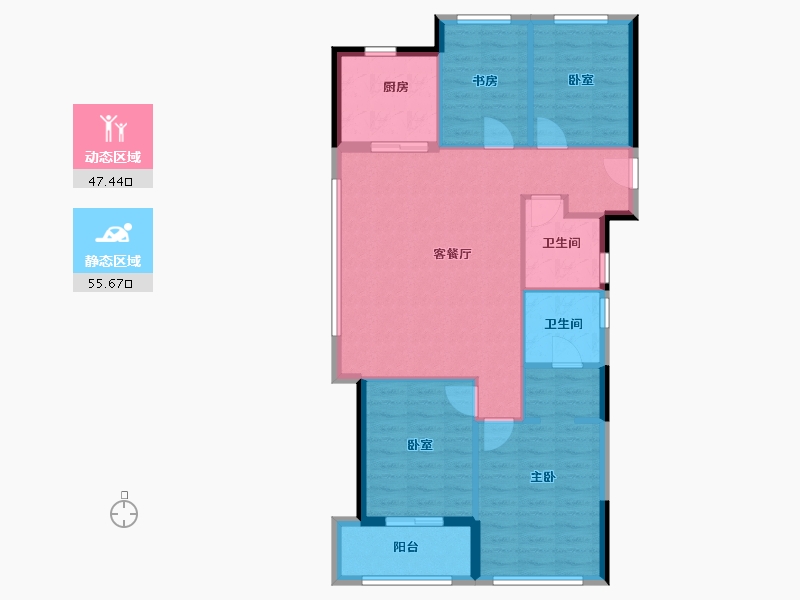 浙江省-杭州市-滨江兴耀·枫翠岚湾-93.69-户型库-动静分区