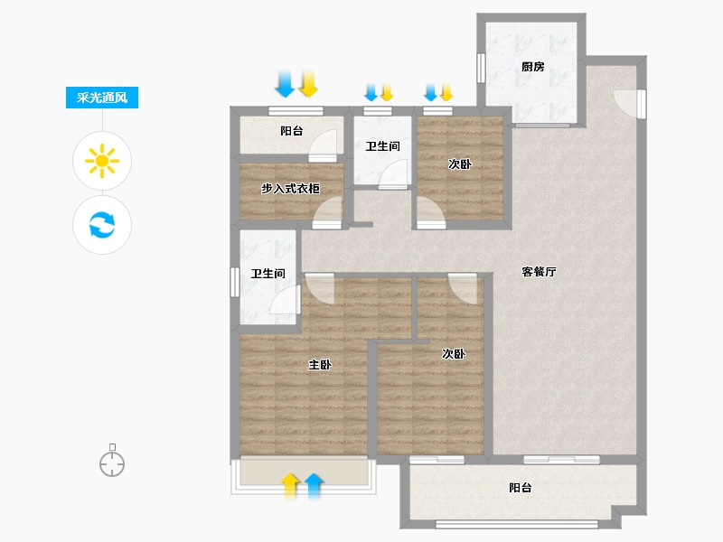 河南省-郑州市-保利文化广场-118.40-户型库-采光通风