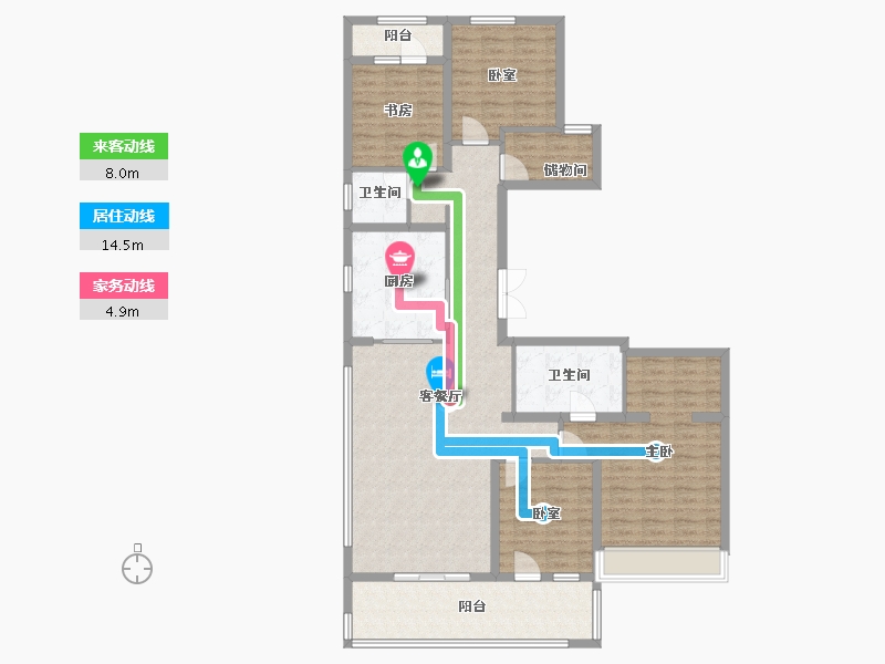 河南省-郑州市-万科·古翠隐秀-131.54-户型库-动静线