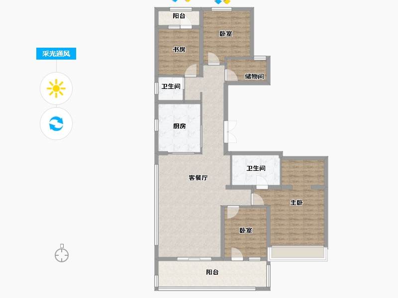 河南省-郑州市-万科·古翠隐秀-131.54-户型库-采光通风