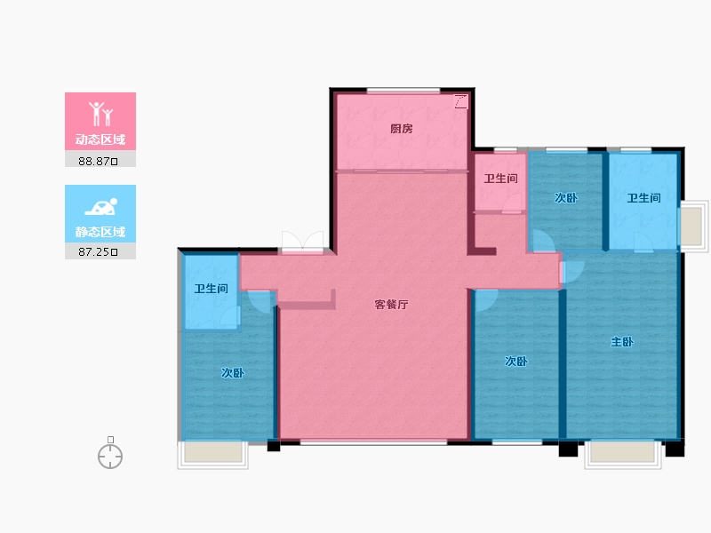 陕西省-西安市-西安天铂-160.83-户型库-动静分区