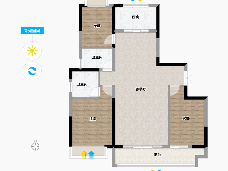 陕西省-榆林市-龙港世纪城-99.06-户型库-采光通风