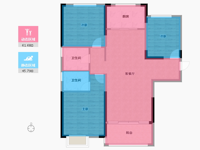 陕西省-榆林市-朗阁红岭欣序-96.97-户型库-动静分区