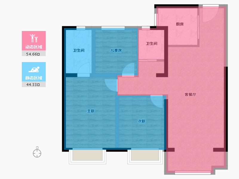 河北省-邯郸市-美的天正智慧城-87.39-户型库-动静分区