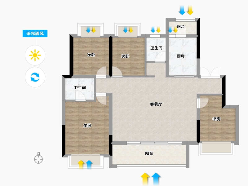 重庆-重庆市-中国铁建云锦山-96.10-户型库-采光通风