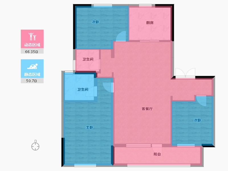 宁夏回族自治区-银川市-吉泰曦阅-105.79-户型库-动静分区