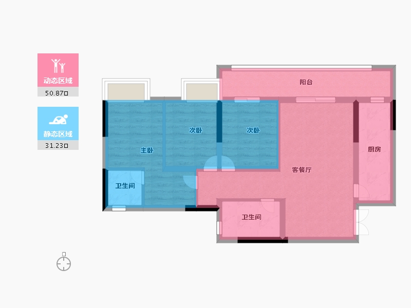 重庆-重庆市-中国铁建云锦山-72.00-户型库-动静分区