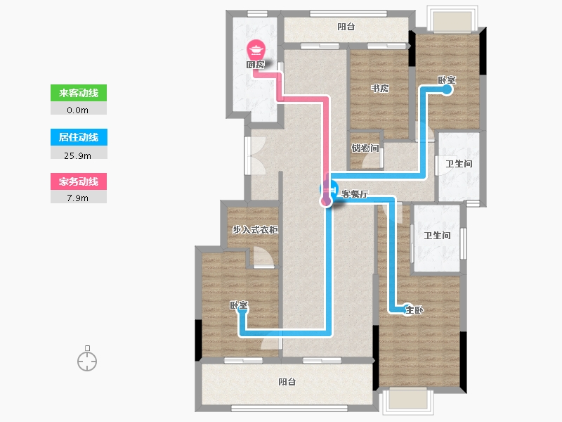 浙江省-杭州市-和家园玺园-132.00-户型库-动静线