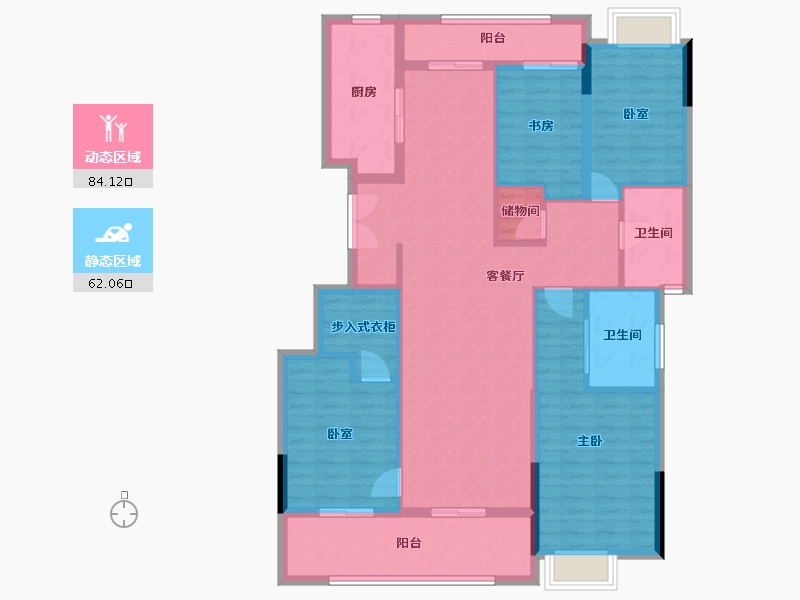 浙江省-杭州市-和家园玺园-132.00-户型库-动静分区