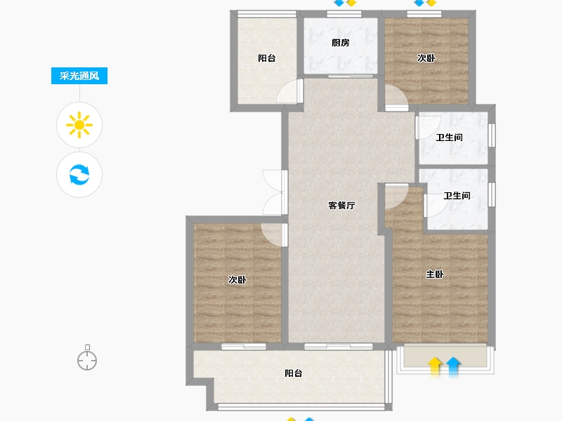 江苏省-镇江市-天怡·天壹人家-102.40-户型库-采光通风