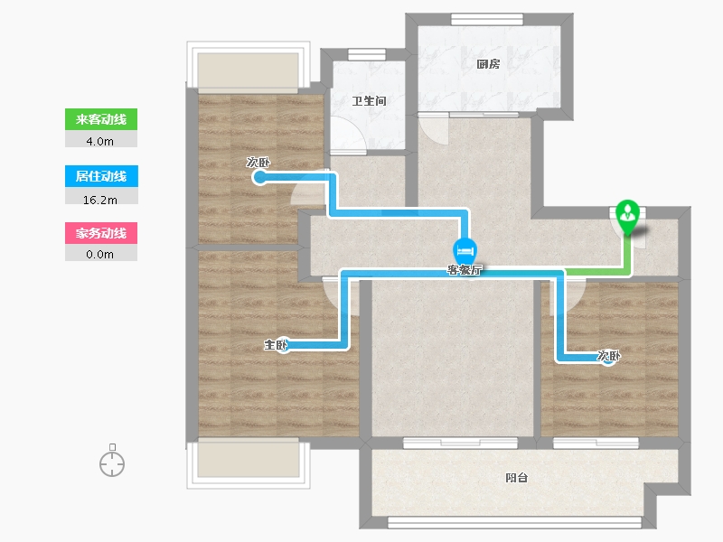 江苏省-镇江市-万科金域蓝湾-76.00-户型库-动静线