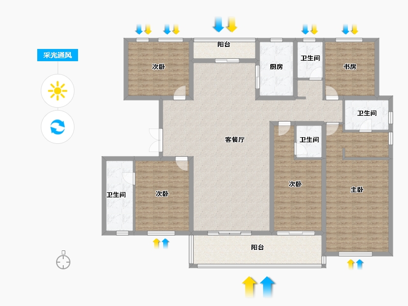 江苏省-镇江市-天怡·紫宸-192.00-户型库-采光通风