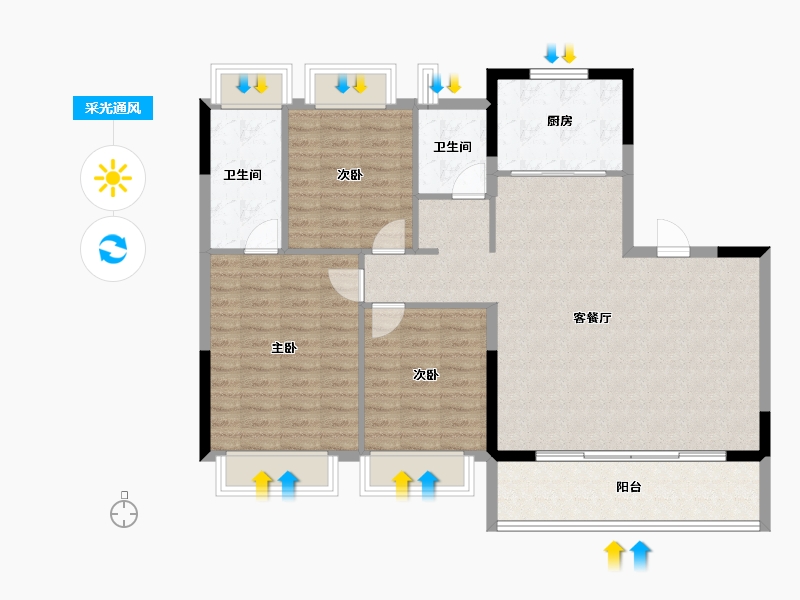 江苏省-镇江市-融创·京源里-103.85-户型库-采光通风