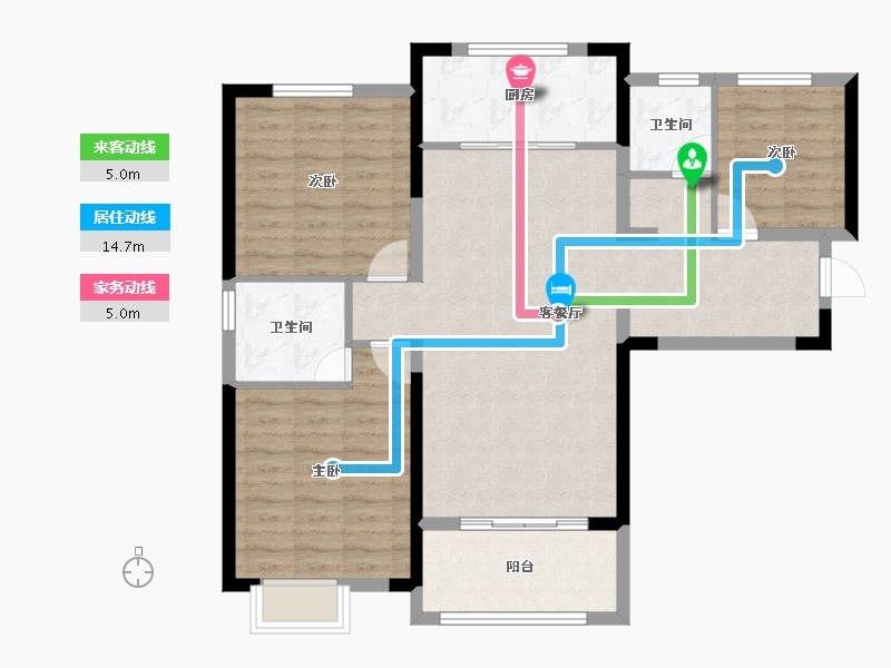 陕西省-榆林市-朗阁红岭欣序-94.67-户型库-动静线