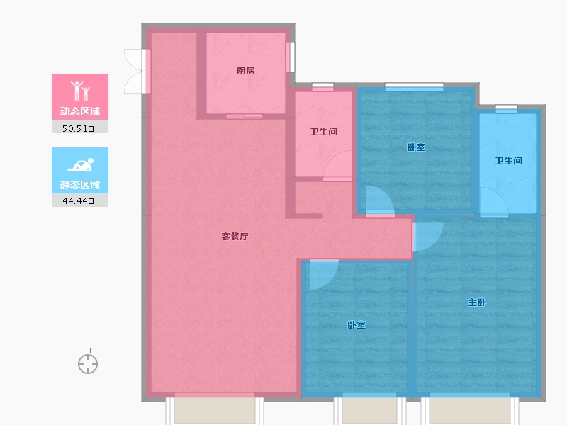 新疆维吾尔自治区-乌鲁木齐市-东方今典·御府-84.58-户型库-动静分区